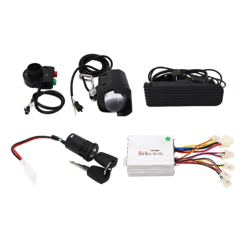 

24V 350W Brushed Motor Controller With Foot Throttle Pedal Front Lamp Switch Set For Electric Bicycles Scooters Tricycles