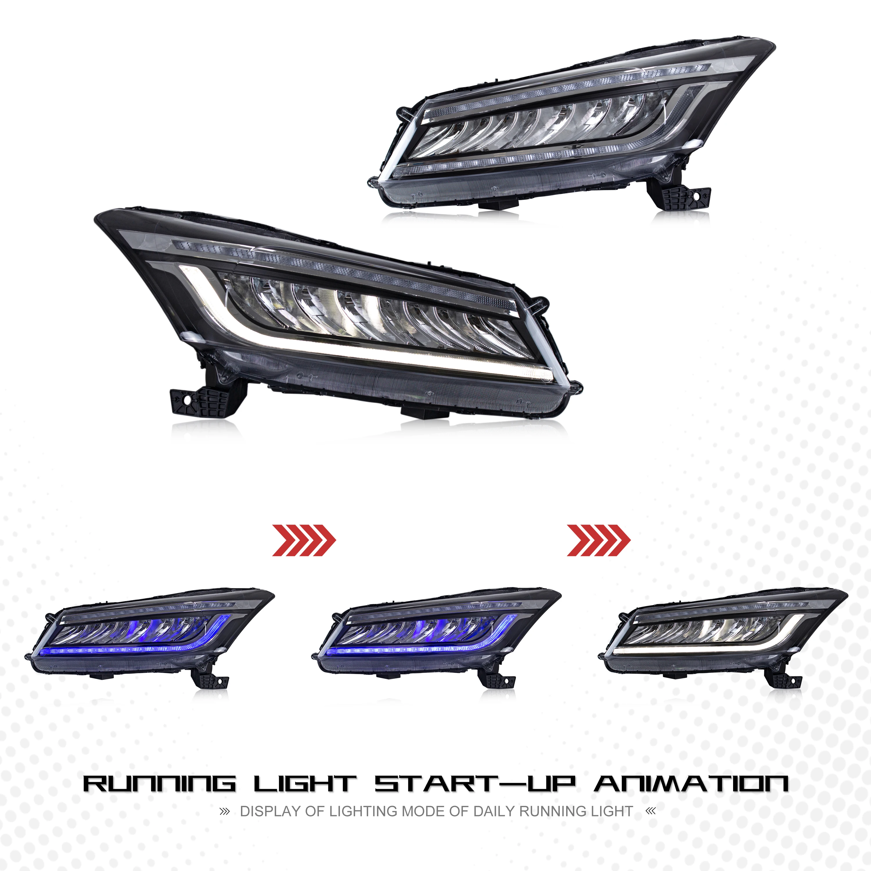 LED Headlights For Honda Accord 2008 2009 2010 2011 2012 8Th GEN With The Start Up Animation Sequential Indicator