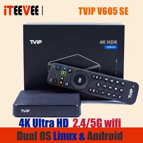 1PC 2025 Original TVIP 605 SE 4K Linux TV Box 8G S905X Quad Core TVIP S-Box 605SE HD Youtube 2.4G/5G WIFI Work on Linux TV Box