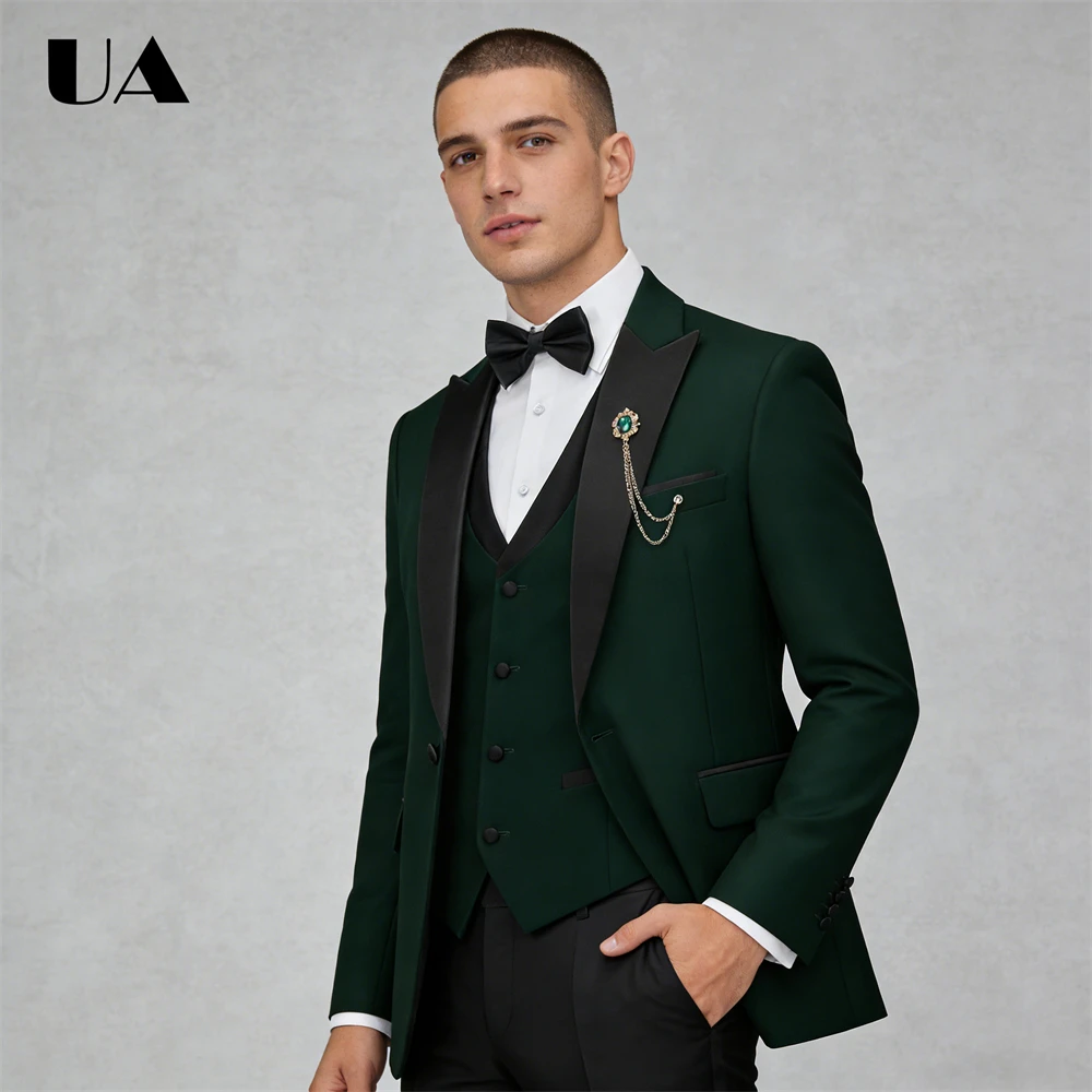 

Notched Men's Formal Suit Set Jacket Trousers Waistcoat 3-Piece Wedding Groom Suits Tailored Size & Customized Colors Big Tall