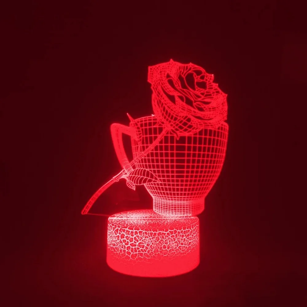 Nighdn 3D Rose Cup LED Night Light Romantic Optical Illusion Table Lamp 7 Colors Changing Valentine's Day Birthday Gift for Her