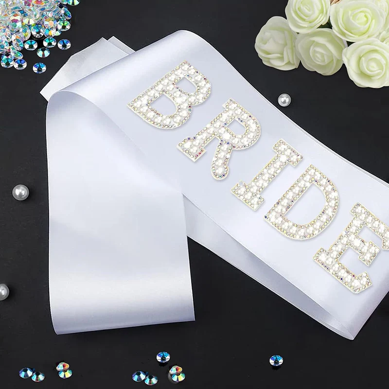 1pc Bridal Shower Decor Bead Letter Bride To Be Sash Bachelorette Photo Props Wedding Gift Hen Night Shoulder Strap Party Supply