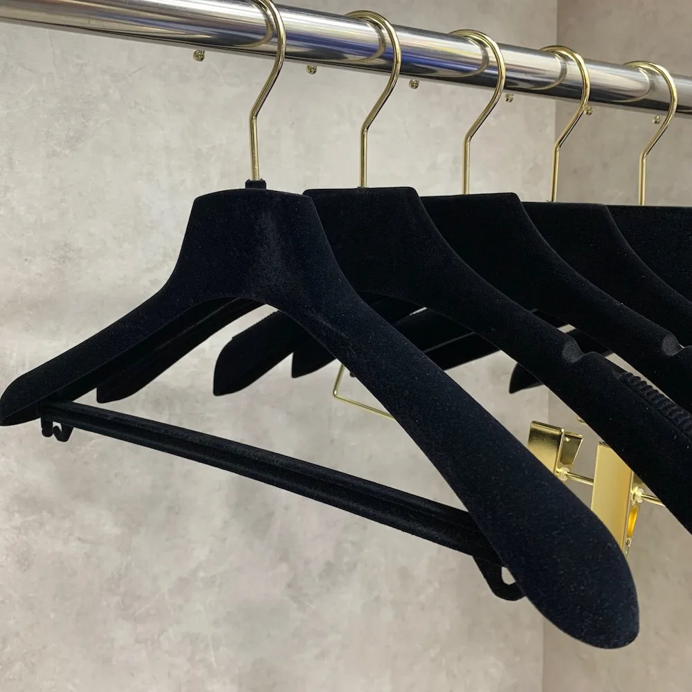 Spot Flocking Hanger Non-Slip Non-Drum Bag Hanger Plastic Non-Marking Pants Rack Trouser Press Black