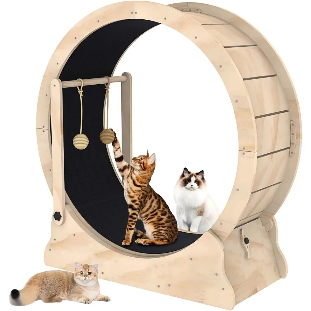 

Toys for Cats Cat Running Wheel Treadmill With Carpeted Runway and Cat Teaser Pet Toy Accessories Things Products Supplies Home