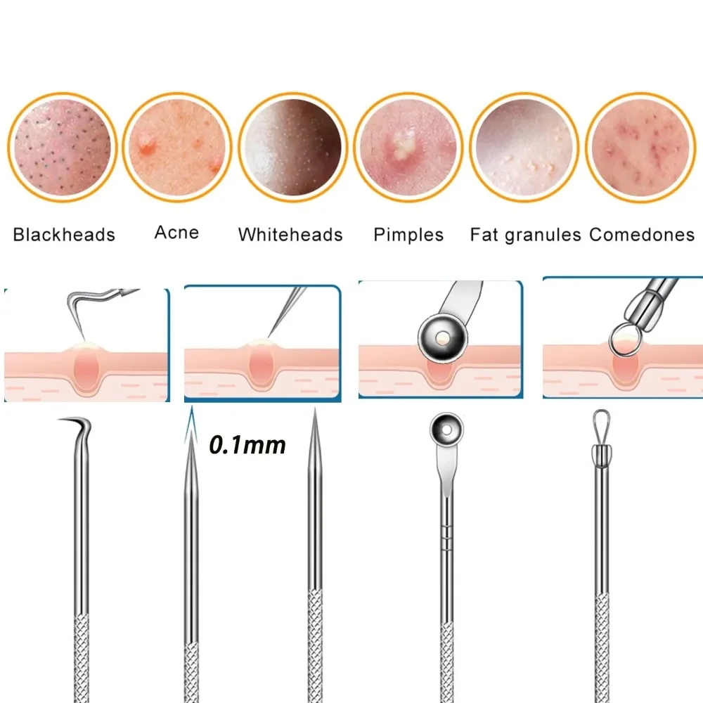 Facial Care Beauty Set Face Ice Roller Stainless Steel Gua Sha Board Massage Roller Acne Blackhead Remover Clip Skin Care Tools