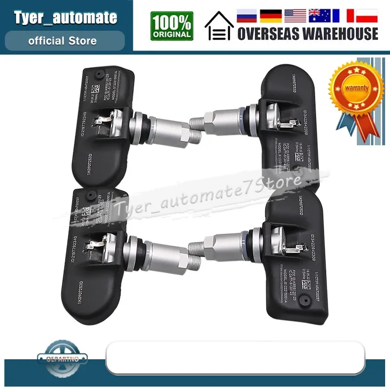 4PCS For Audi A3 A4 A5 Q5 S4 Volkswagen Beetle CC Golf GTI Jetta Passat R32 Tiguan 315MHz TPMS Tire Pressure Sensor 1K0907253D