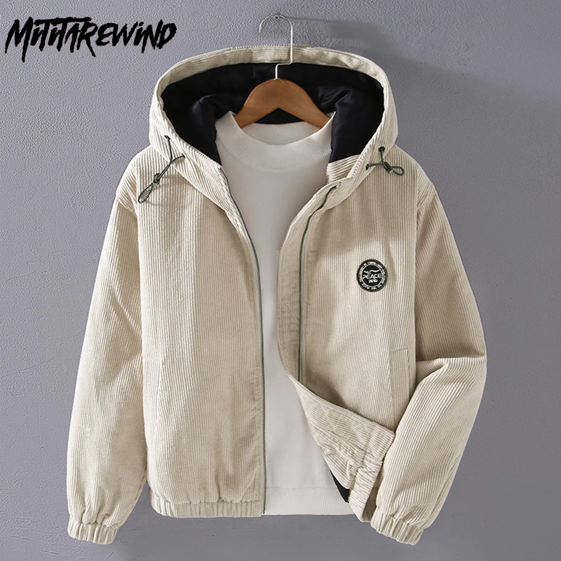 Korean Fashion Short Parkas Coat Men Winter Daily Casual Padded Jackets Corduroy Solid Loose Thicken Hooded Jacket Keep Warm