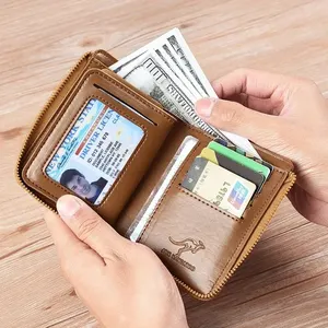 RFID protective leather wallet for men, business card support, zipper bag, luxury wallets 12 Main Sales Door Card Luxury - №12
