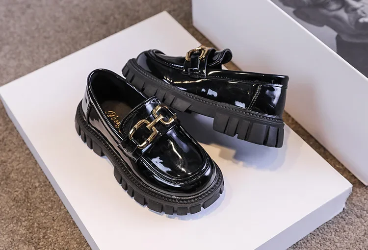 Frühling Herbst Jungen Mädchen Dickbesohlte Lackleder Oxford-Schuhe Kinder Weichbesohlte Rutschfeste Schul-Loafer Kinder Freizeit Schüler Schuhe – Detail 3