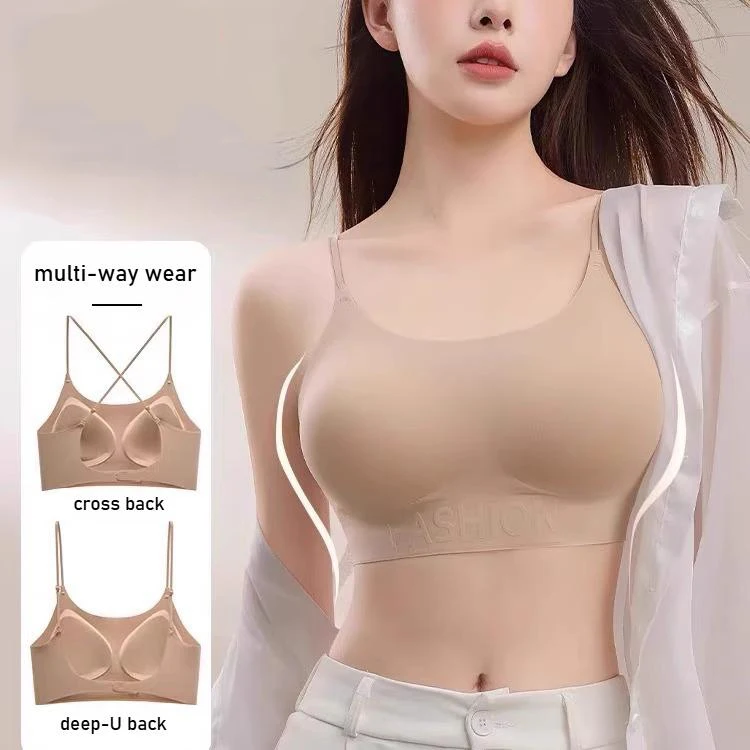

Женский однотонный невидимый бюстгальтер U-образной формы, красивый бюстгальтер со сборками на спине и открытой спиной, специально регулируемое нижнее белье с мягкой подкладкой