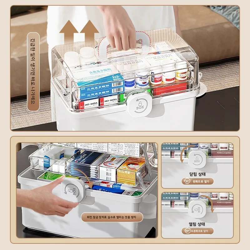 대용량 의료 응급 처치 키트 다층 의약품 보관 상자 가족 여행 응급 키트 어린이용 소형 알약 상자 썸네일 4