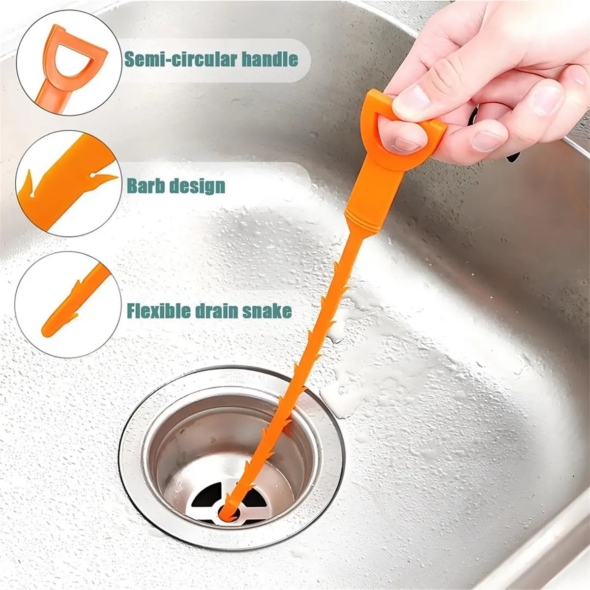 A95G 6 Pack Cleaner Hair Remover Drain Clog Remover Tool Home Kitchen and Toilet Pipe Cleaner Sink Hair Cleaner