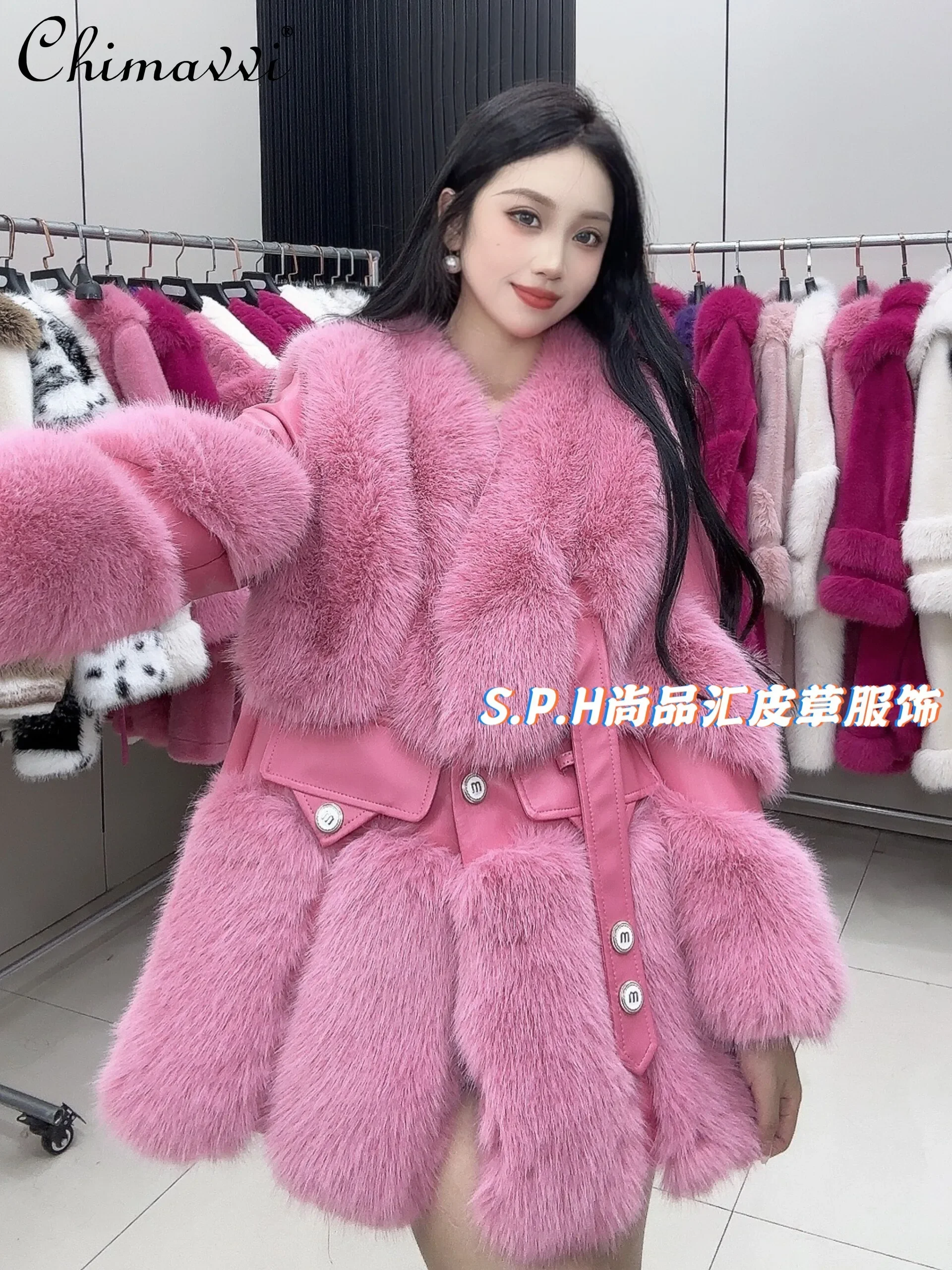 Ladies New 2024 Winter High-end Luxury Fur Coat Fashion Mid-length European Mink Cotton Temperament Warm Women\'s Fake Fur Coat