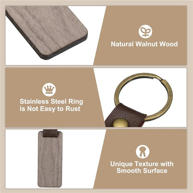 

AB15-60X Wood Keychain Blanks Wooden Keychain Blanks Personalized Keychain Tags Small Key Chain Bulk For Laser Engraving