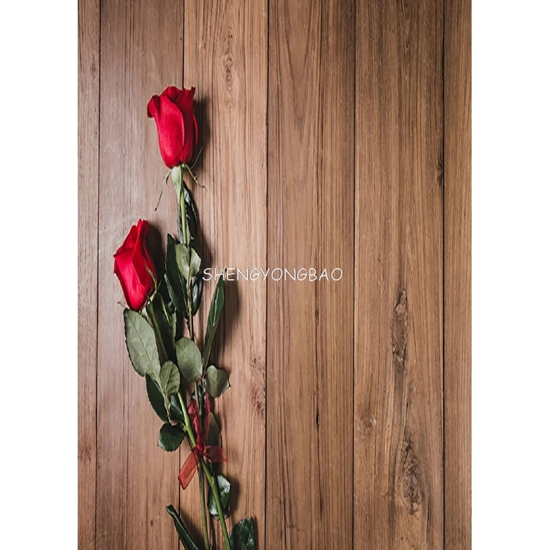 SHENGYONGBAO Digital Printed Photography Backdrops Props Flower Wood Planks Photo Studio Background CXZM-32