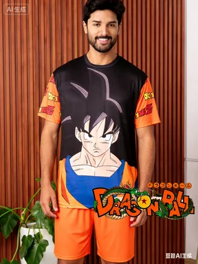 Dragon Ball Goku Super Saiyan 3D-gedruckte Pyjamas für Erwachsene und Kinder, T-Shirt und Hose, zweiteilige Loungewear, Shorts für Paare