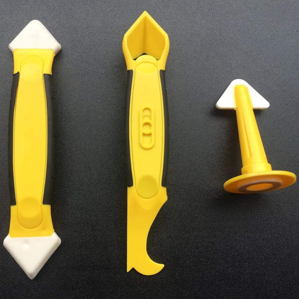 

3pcs Caulking Tool Set Durable Plastic Rubber Reseal Sink Bath Shower Sealant Silicone Acrylic Resin Grout Cost Saving
