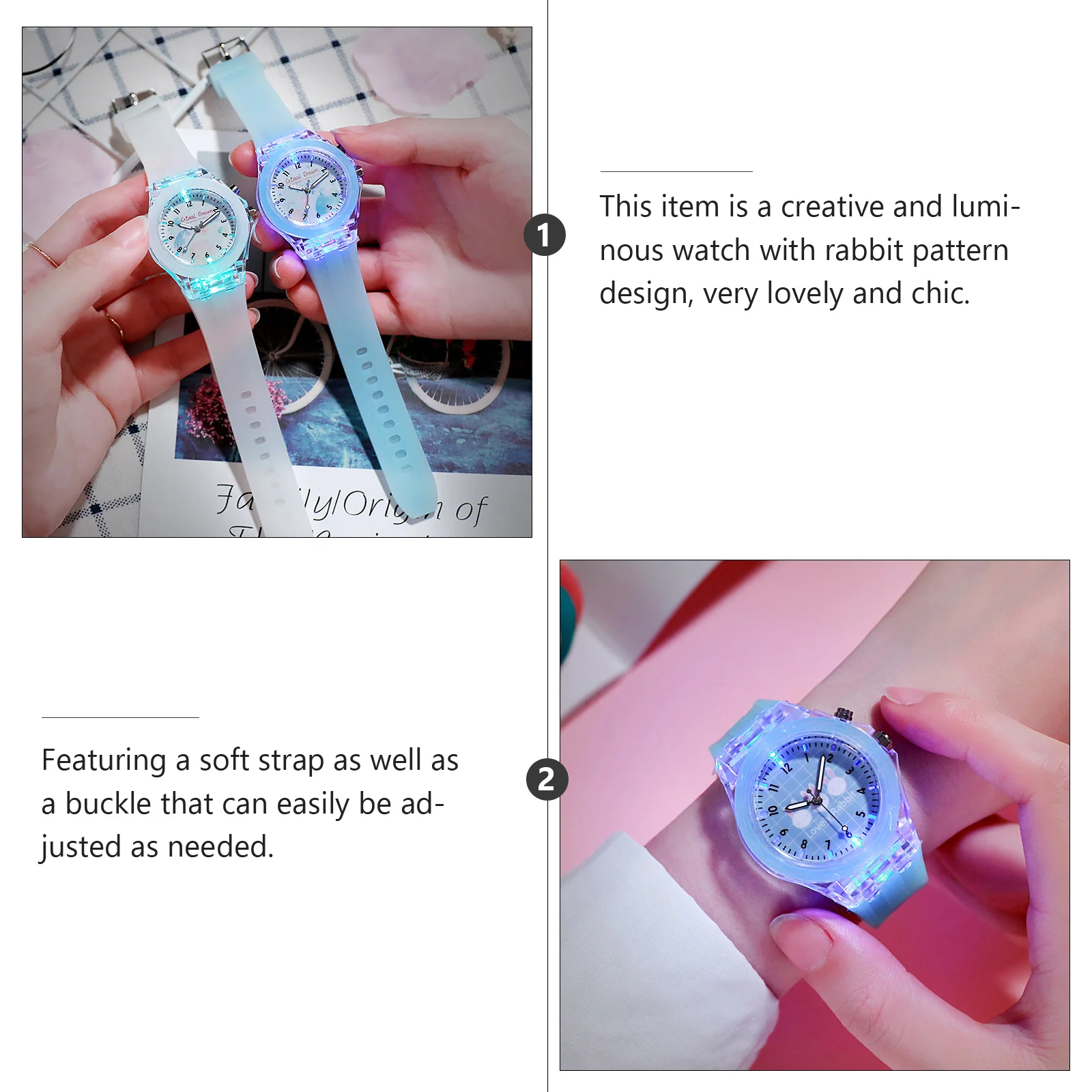 ساعة مضيئة من السيليكون الكرتوني تتوهج في الظلام لهدية حفلة عيد الميلاد وعيد الميلاد #5