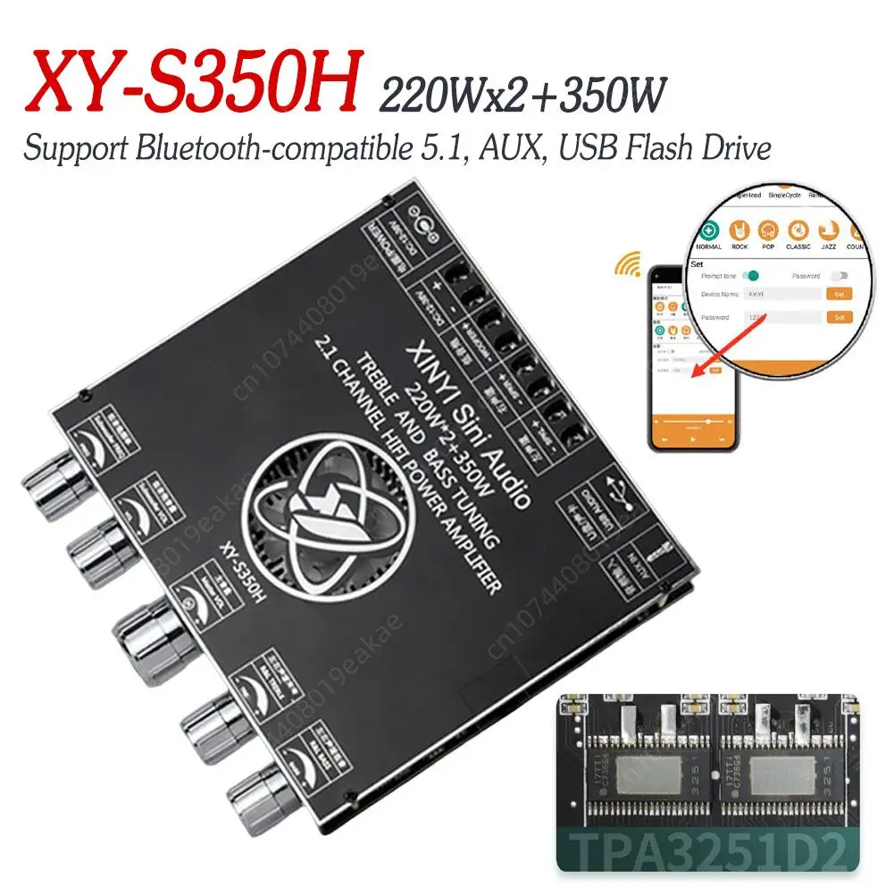 ZK-1002T 100Wx2 350W Amplifier Board XY-S350H 220Wx2 BT 5.1 Audio Power Module Support Audio Input Aux USB Flash Disk Sound Card