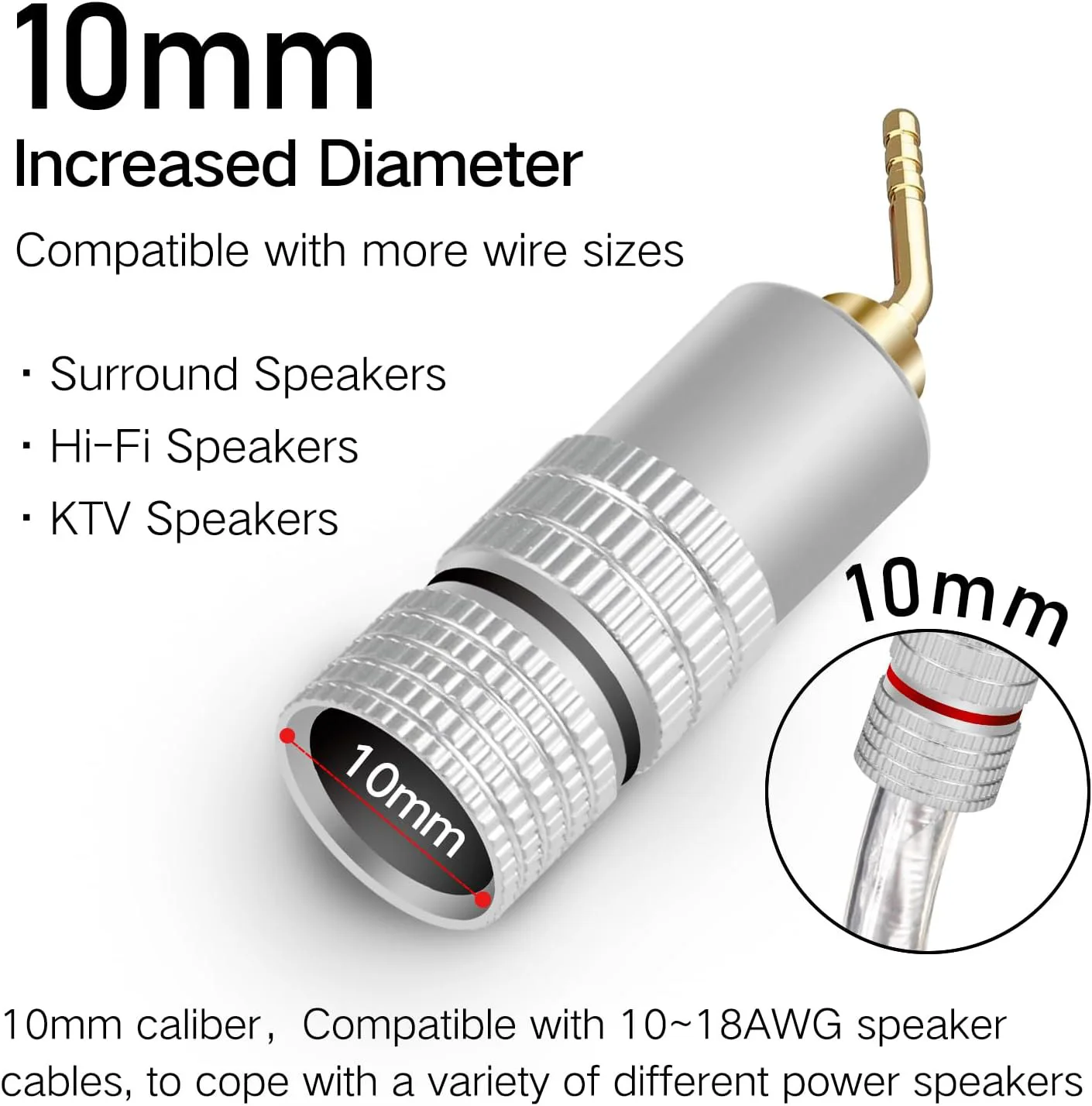 Imagem -04 - Banhado a Ouro Banana Plug Altifalante Cabo Pin Anjo Fio Parafusos Conector de Bloqueio para Musical Hifi Audio Pin Plug 100 Pcs mm