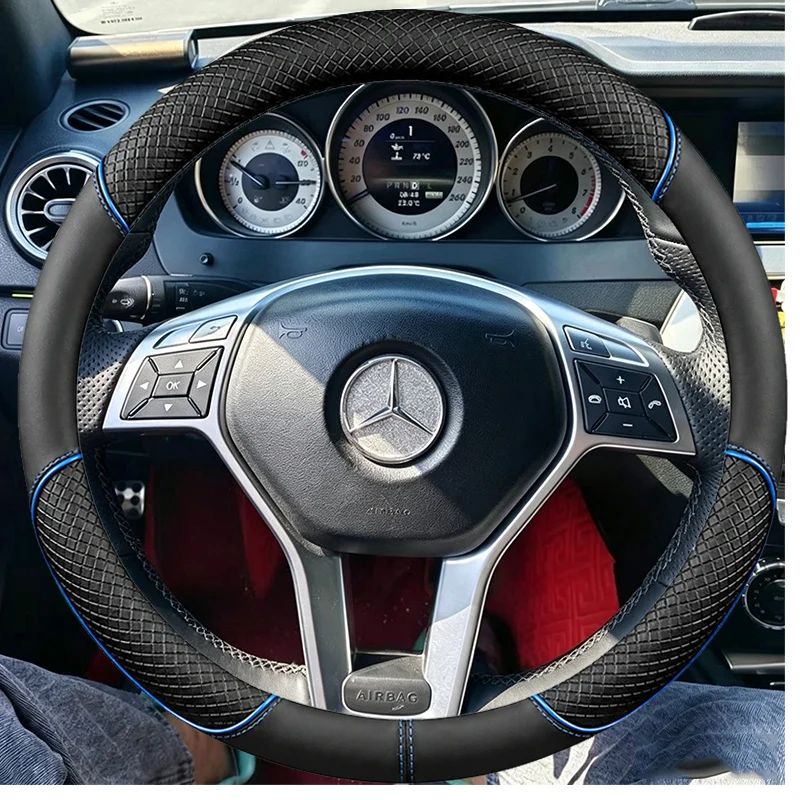 car Steering Wheel Cover for Mercedes Benz C350 C300 CLA250 CLS550 E250 GLA45 AMG SLK250 SLK300 SLK350 DIY Carbon Fiber Style