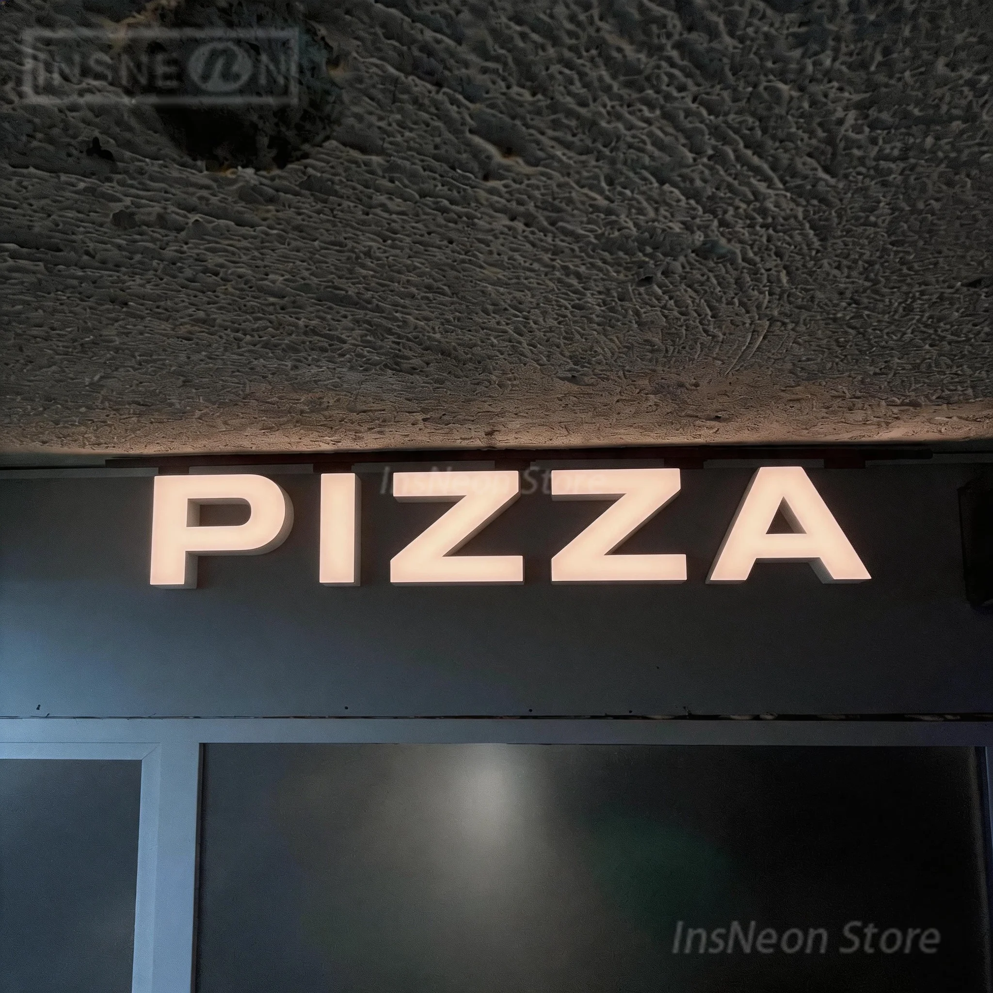 Pizza 3D LED Channel Letter Sign, Magnetic Track Suspended, Custom Ceiling Hanging Illuminated Business Sign for Mall Shop