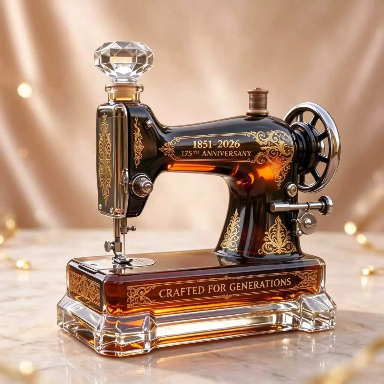 Retro Style Sewing Machine Form Glass Spirit Decanter 350ml Clear Glass Wine Bottle Home Decor & Collectible Gift