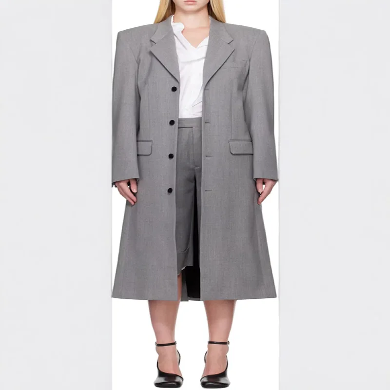 

Женское пальто весна 2026, с длинным рукавом, отложным воротником, однотонное