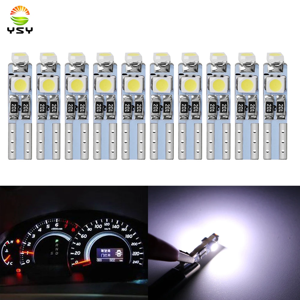 

10pcs Auto LED T5 1210 3 SMD White/Crystal Blue 12V 3528 Car Instrument dashboard warning signal lamp lights bulb