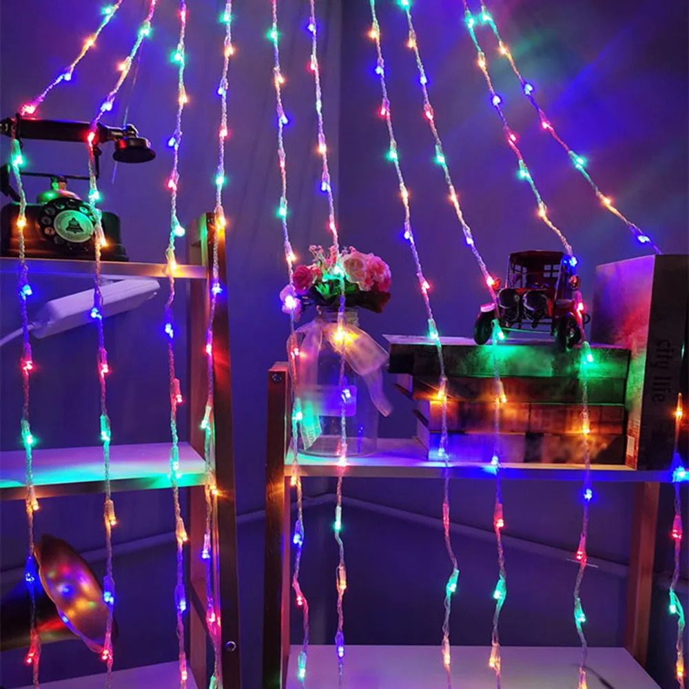 3x3/3x2M LED Meteor Shower Rain Waterfall Curtain String Light Christmas Icicle Garland Light For Wedding Party Holiday