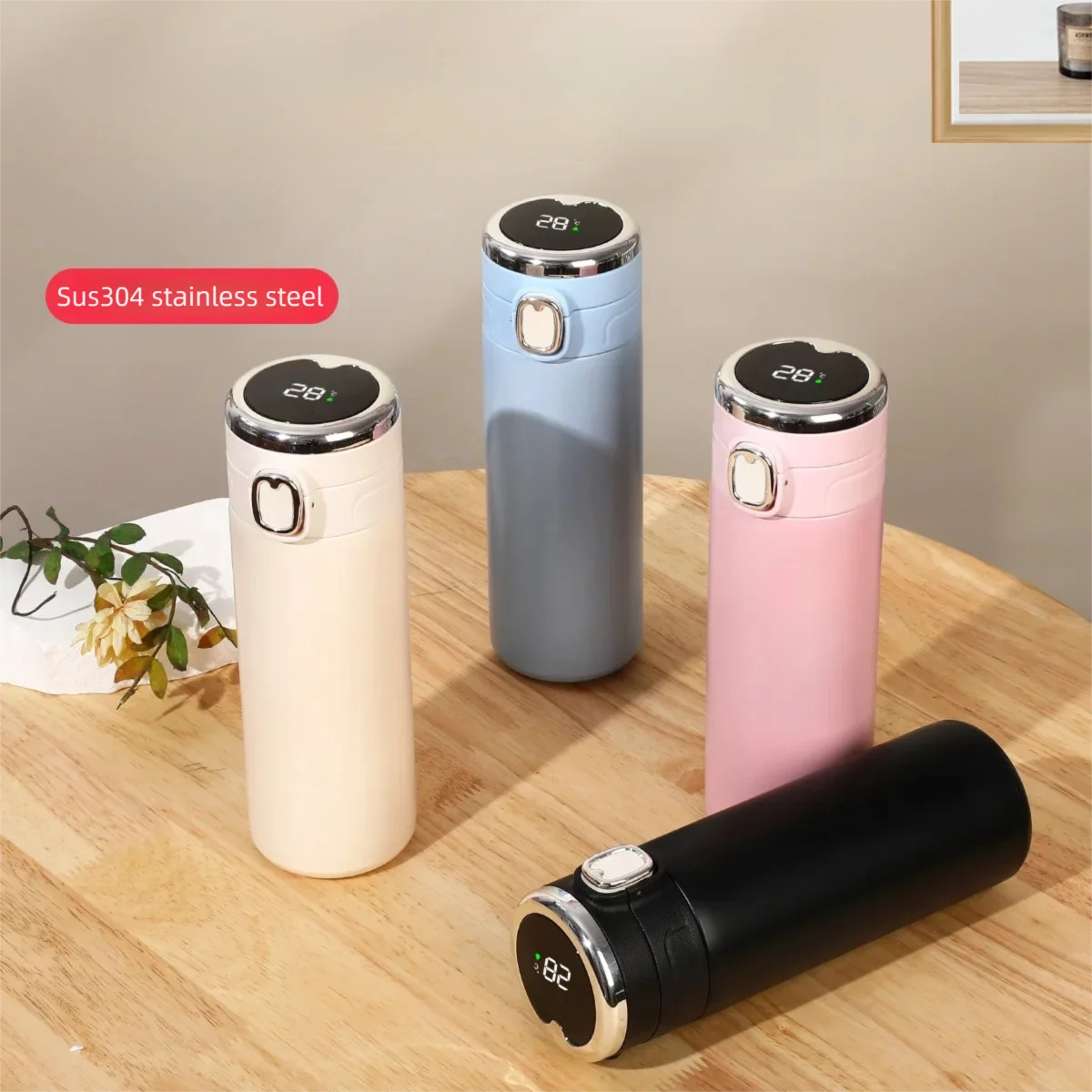 Bouteille Thermos en acier inoxydable 304, batterie remplaçable, tasse intelligente et isolante, affichage de la température, tasse à café