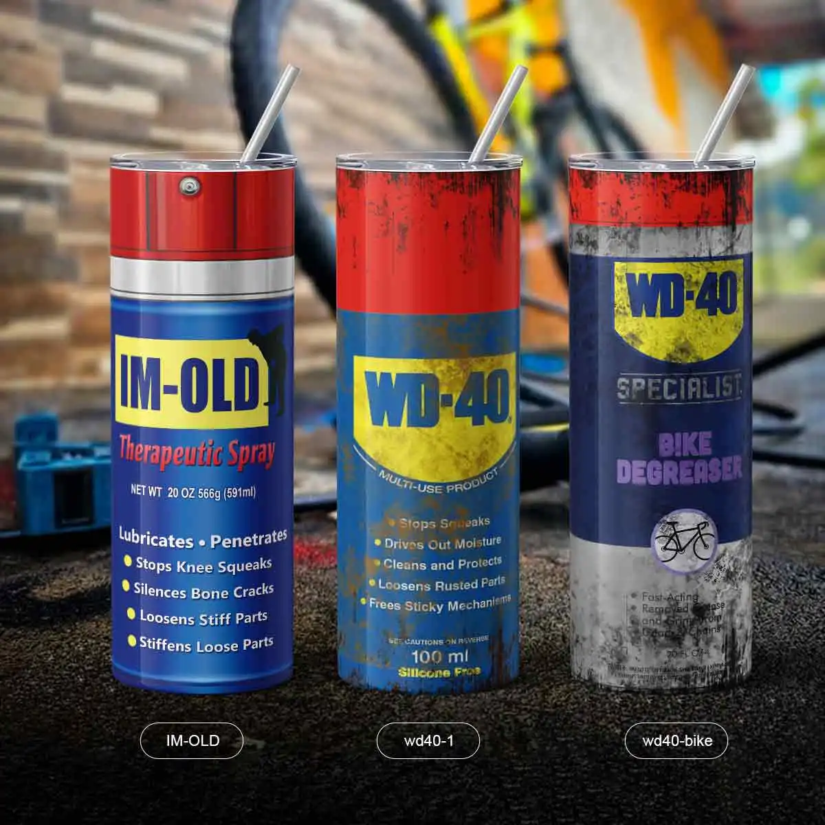 Ensemble de gobelets en acier inoxydable sur le thème WD-40, 20 oz, tasses de voyage isolées avec pailles