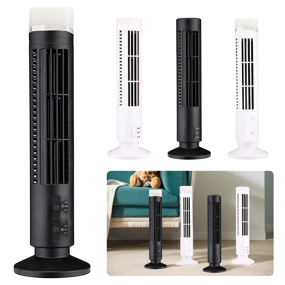 

LED Tower Fan No Leaf 2 Gear Speed USB Bladeless Fan Portable Electric Floor Fan for Living Room Bedroom