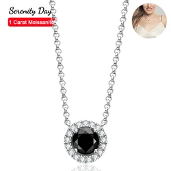 Serenity Day 100% S925 srebrna płyta Pt950 łańcuch Fine Jewelry prawdziwe 6.5mm czarny Moissanite jasny naszyjnik dla kobiet prezent