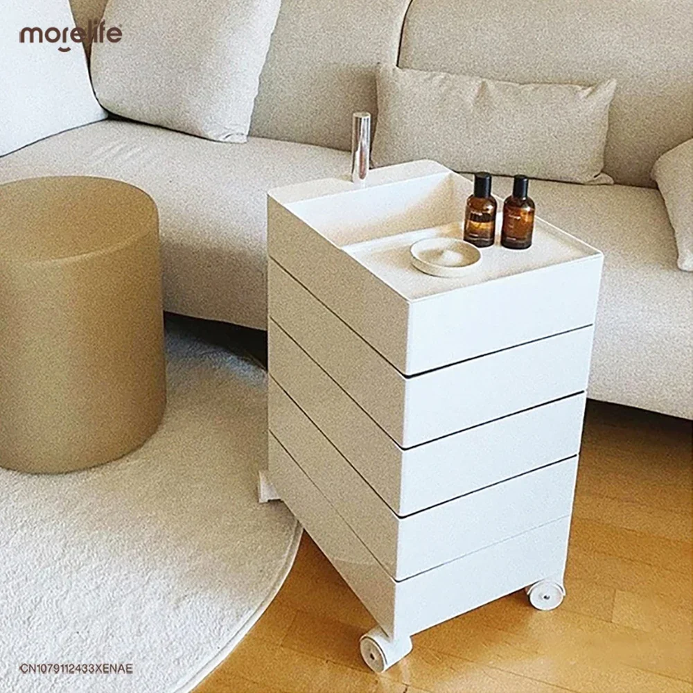 Mesa de cabeceira de armazenamento impermeável, sofá portátil, mesa de café, mobília nórdica, 360 rotativa, armário de plástico, quarto