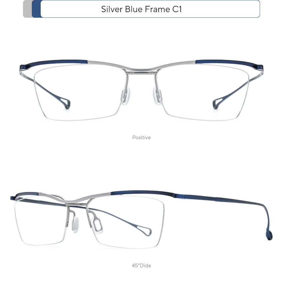 FONEX Titan-Brillengestell für Herren, Markendesign, halbrandlose, quadratische Brille, japanische weiße, ultraleichte Halbrandbrille 85919 – Detail 6