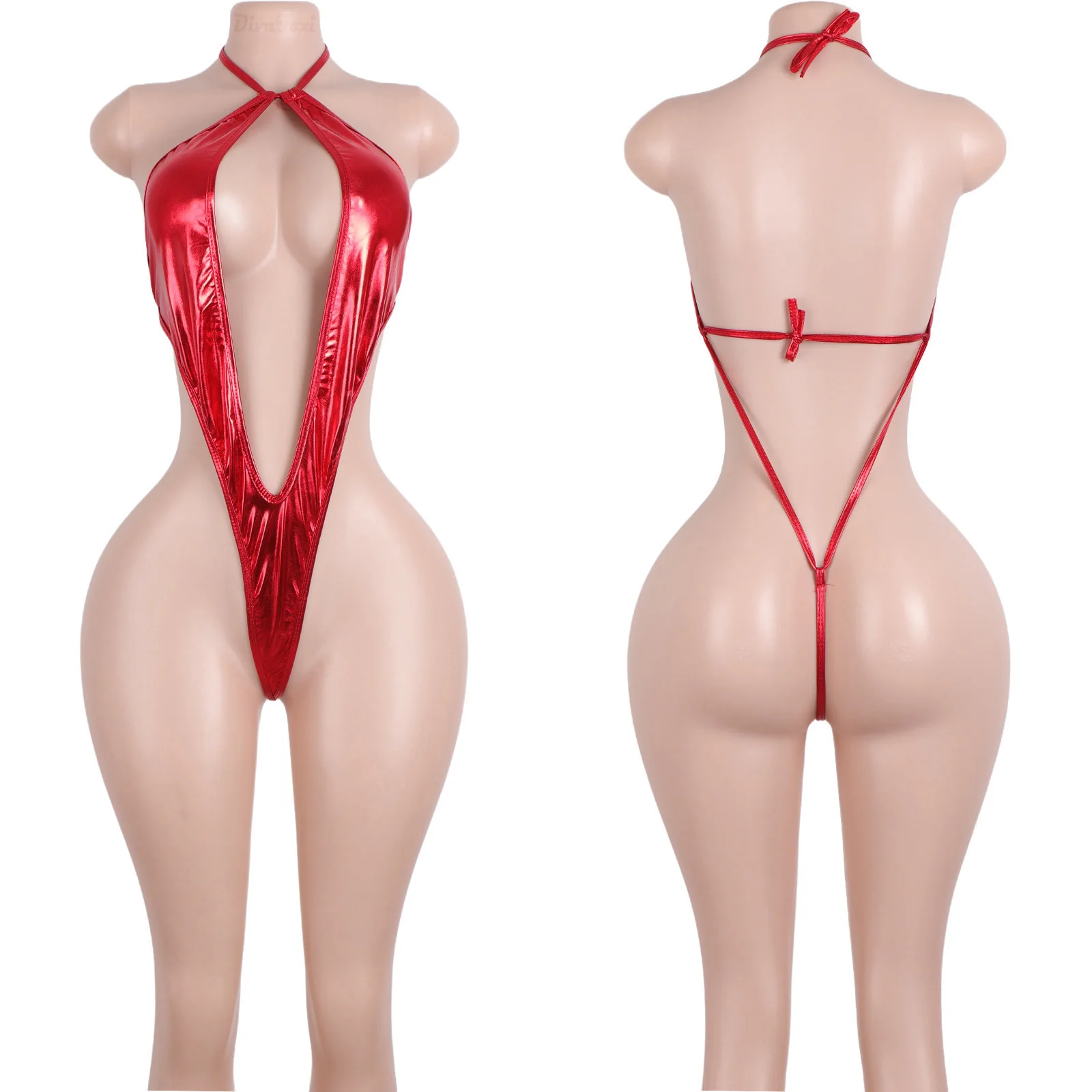 

Shiny Leather Bodysuit Wholesale Club Performance Lingerie Thong Stripper Outfit Strings Garter Designer Women Exotic Dance Wear