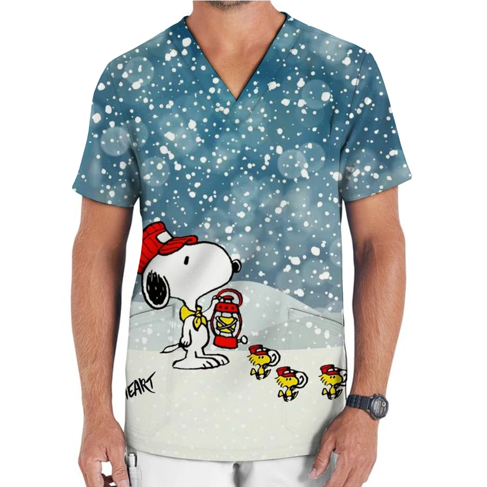 Medical shirts, clinic uniforms, hospital uniforms, healthcare nurses, Snoopy printed uniforms, nursing staff uniforms, short sl