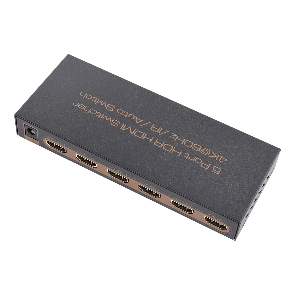 4K @ 60Hz 5 portas HDMI Switch Splitter IR remoto sem fio 5x1 HDMI Switcher, 18Gbps, HDR, UHD, HDCP 2.2 compatível