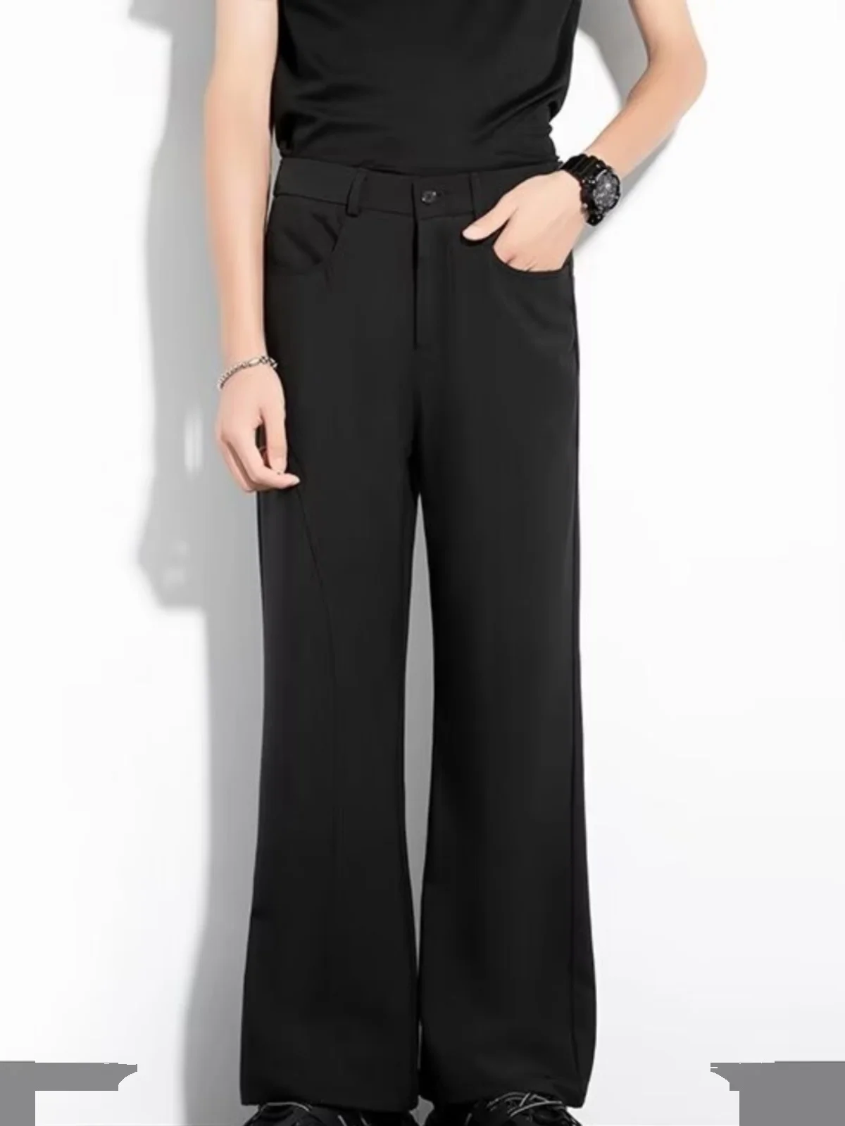 

Мужские ретро-брюки в американском стиле, прямые, весенне-осенние, модные, повседневные, длинные, слегка расклешенные, стильные