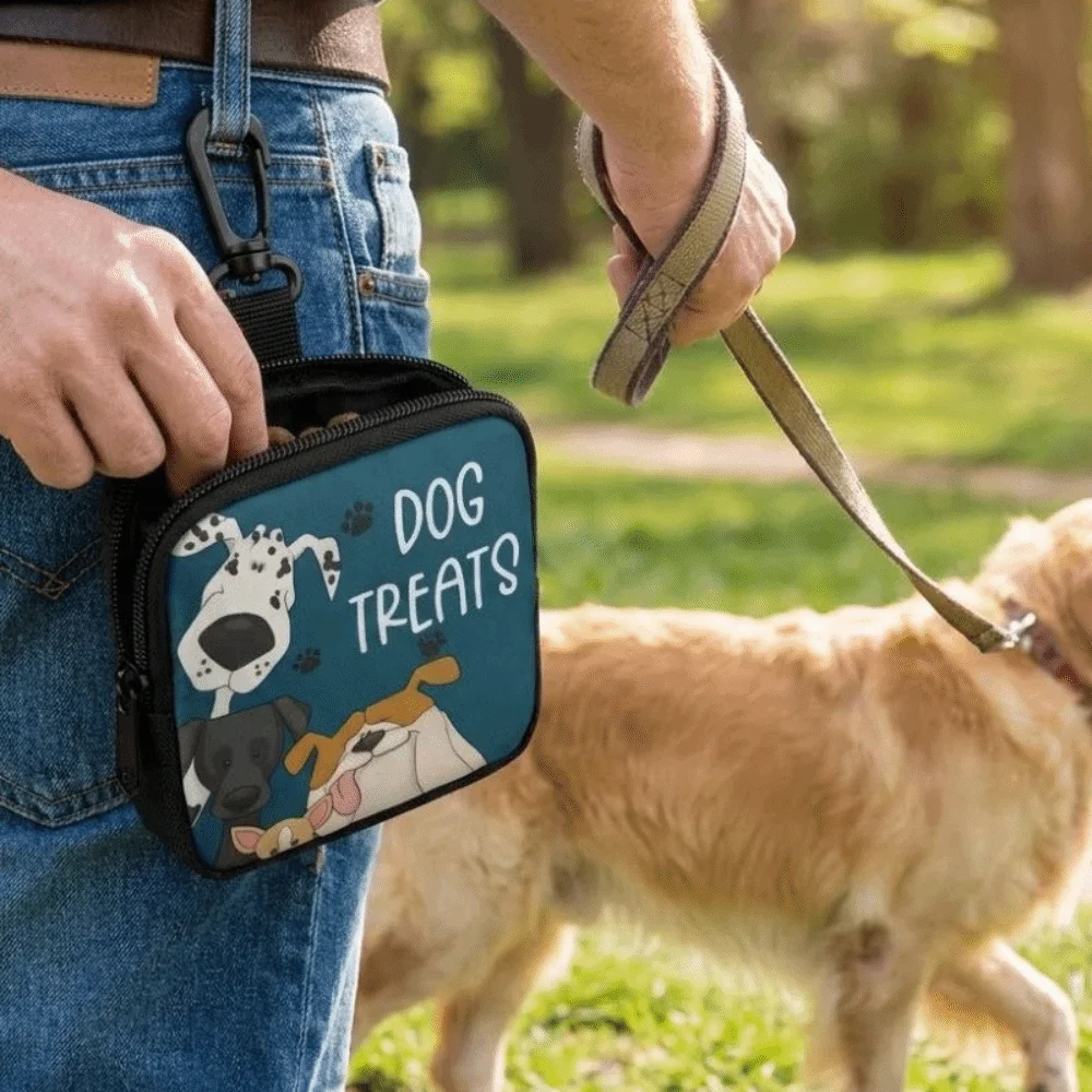 Waterproof Dog Treat Pouch Transparent Window Zipper Closure Pet Snack Bag Printed Design Snack Container Pet Feeding Bag