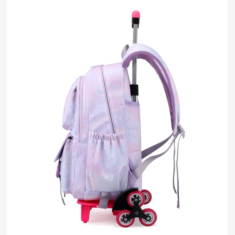 Trolley Schoolbag com rodas para crianças, Sacos de livros removíveis para crianças, Mochila escolar para meninas, Bagagem