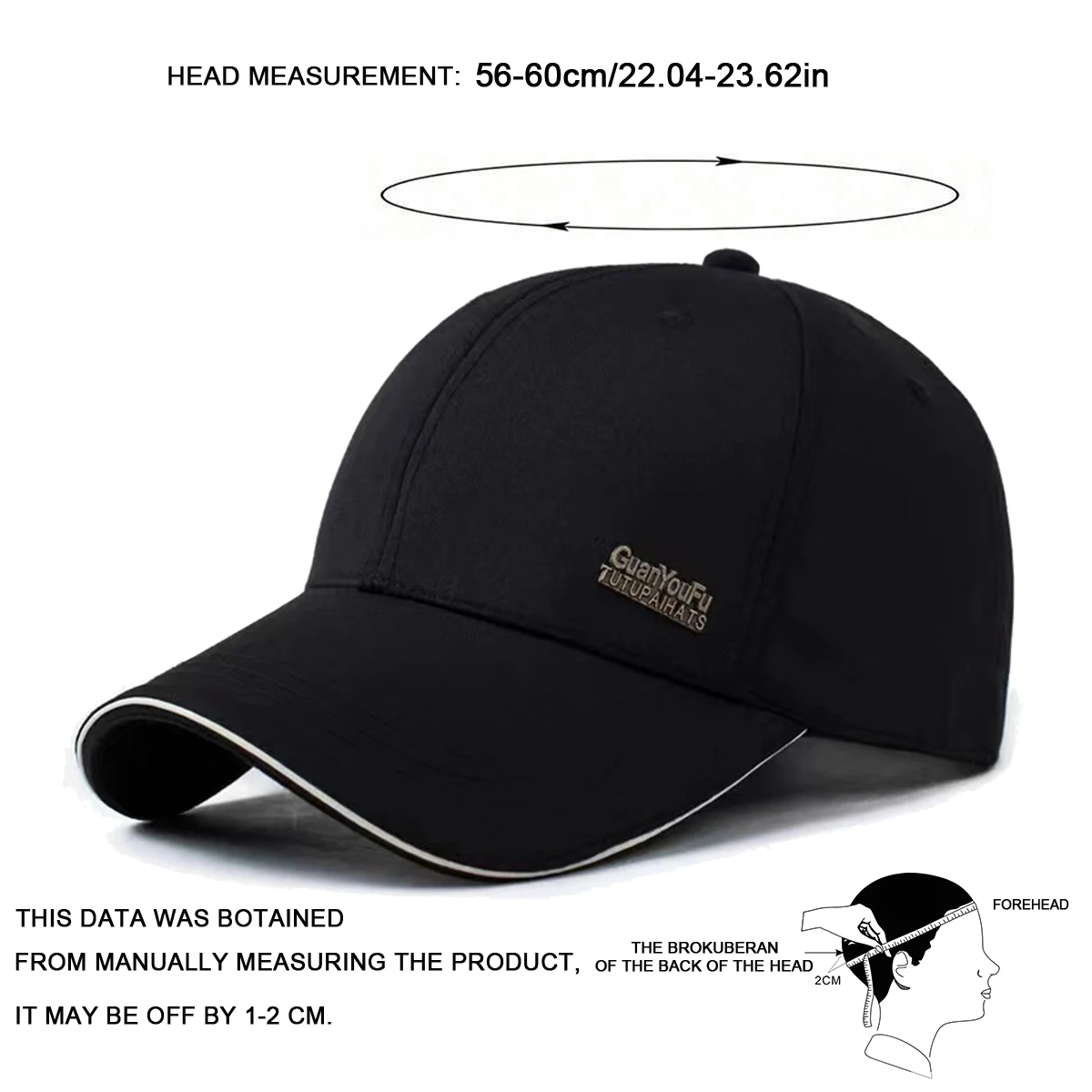 Unisex GuanYouFu Baseballkappen mit Schriftzug, Frühling und Herbst, für den Außenbereich, verstellbare Freizeithüte, Sonnenschutzhut – Detail 9