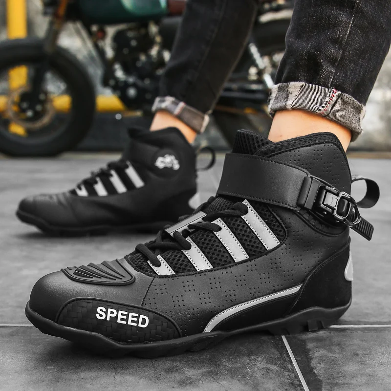 New Motorcycle Boots Men Leather Motos Breathable Anti Slip Wear-resistant Riders Boots Motorbike Racing Ankle Length Shoes image 4