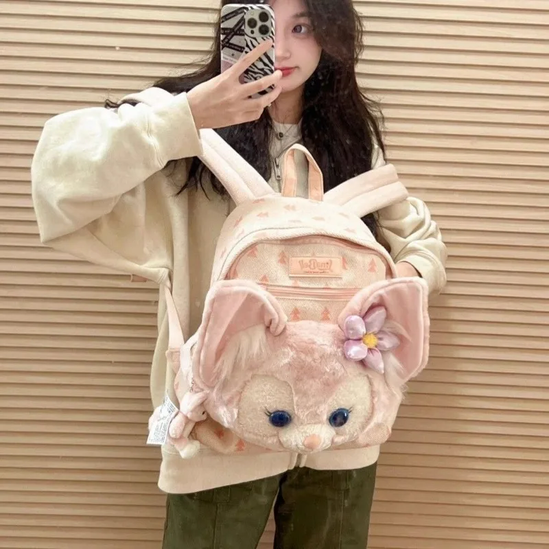 Disney lina belle novo estilo mochila de pelúcia bonito peludo raposa estudante saco escolar dos desenhos animados presente boa aparência enviar para namorada