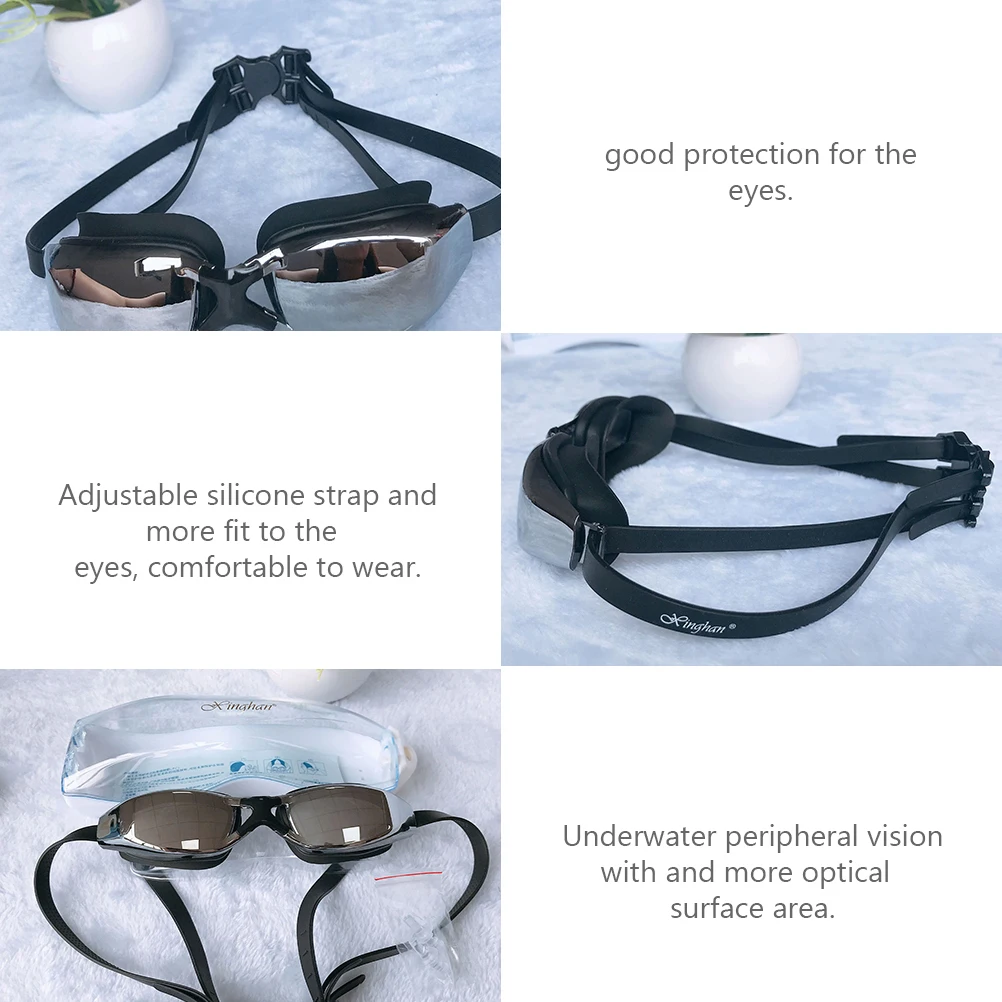 

Myopia Swimming Goggles Swim Glasses Anti fog Waterproof Large Frame Comfortable Strap Adjustable Vision Electroplating Myopia