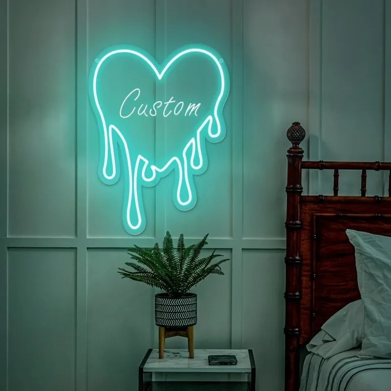 Customizable 'Leave a Message' Neon Sign LED Light Heart Wedding Coffee Bar Wall Decor Personalized Engraving Custom Tailor