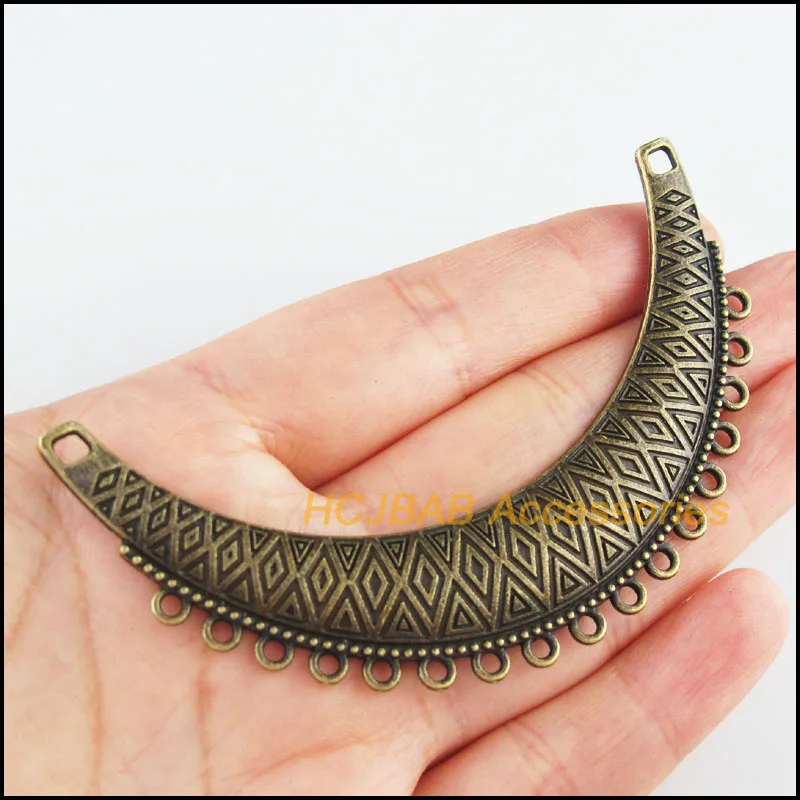 3 nowe zawieszki w kształcie księżyca w kształcie kwiatu, postarzane, posrebrzane, brązowe, złote, złącza falowe 49x86mm — zdjęcie 7