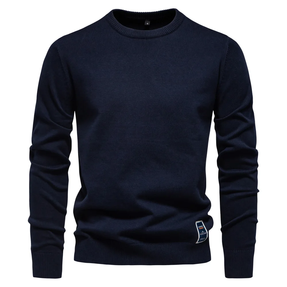 

New Autumn Cotton Solid Crew Neck Knitted Mens Pullover Sweaters Casual Fashion Classic Winter Men's Sweaters Men's Clothing