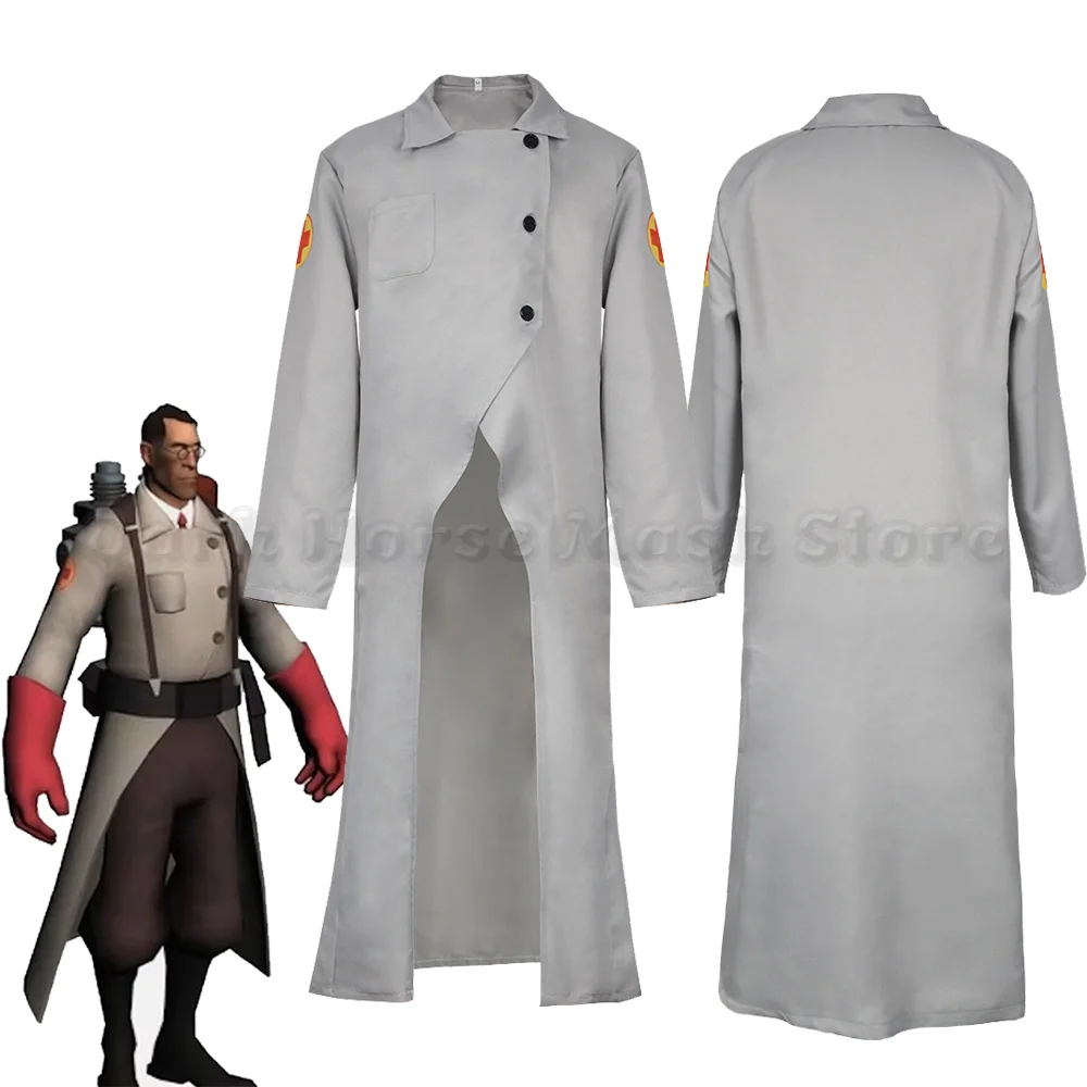 Game Team Fortress 2 Mediziner Cosplay Kostüm Rotes Kreuz Armbinde Arztkittel Weißer Mantel Der Halloween-Anzug als Engel in Weiß